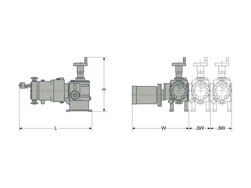Assembly dimensions of LEWA ecoflow pump